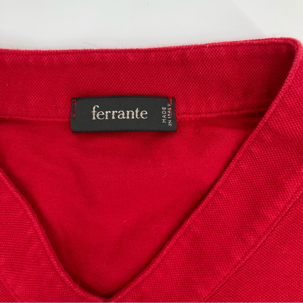 Ferrante Red Button Tee - Size Large - Picture 2 of 7